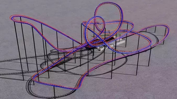 Roller coaster 3D model Low-poly 3D model