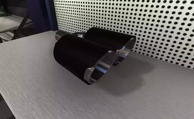 Dual Carbon Exhaust Pipe for Tuned Cars Low-poly 3D model