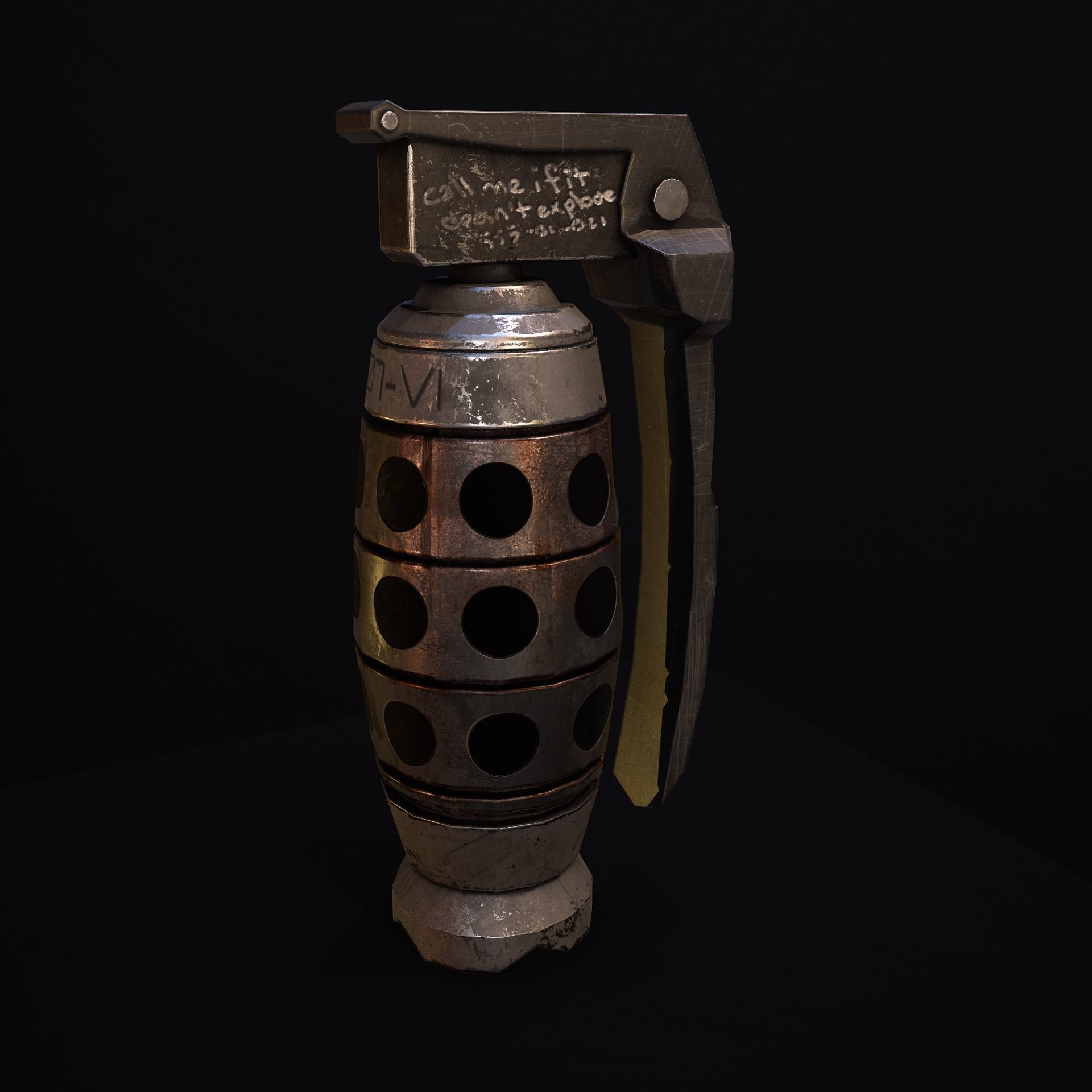 Grenade V2 Low-poly 3D model_10