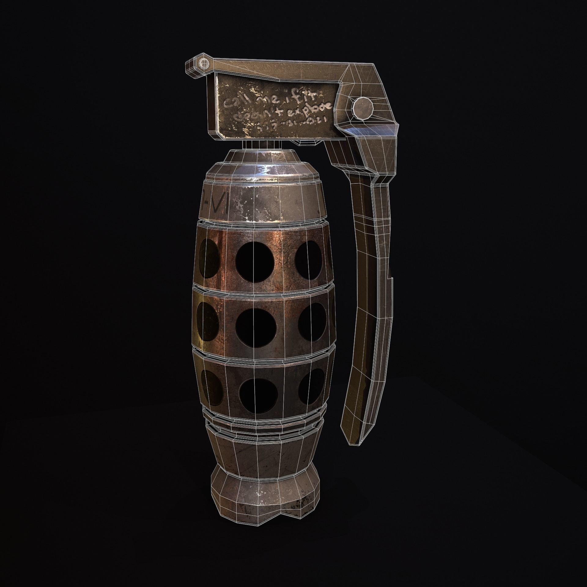 Grenade V2 Low-poly 3D model_8