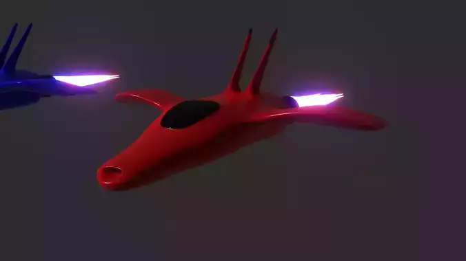 Low Poly Starship Fighter 6 Pack 3D model
