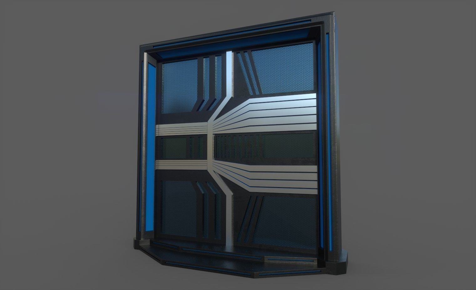 Futuristic Door Low-poly 3D model_6