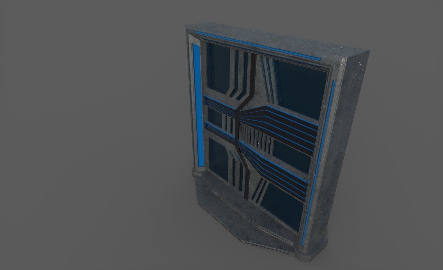 Futuristic Door Low-poly 3D model_2