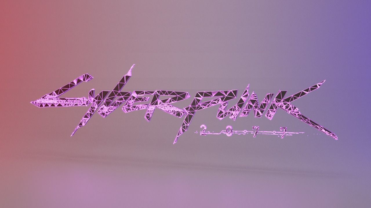 Cyberpunk 77 logo Low-poly 3D model_1