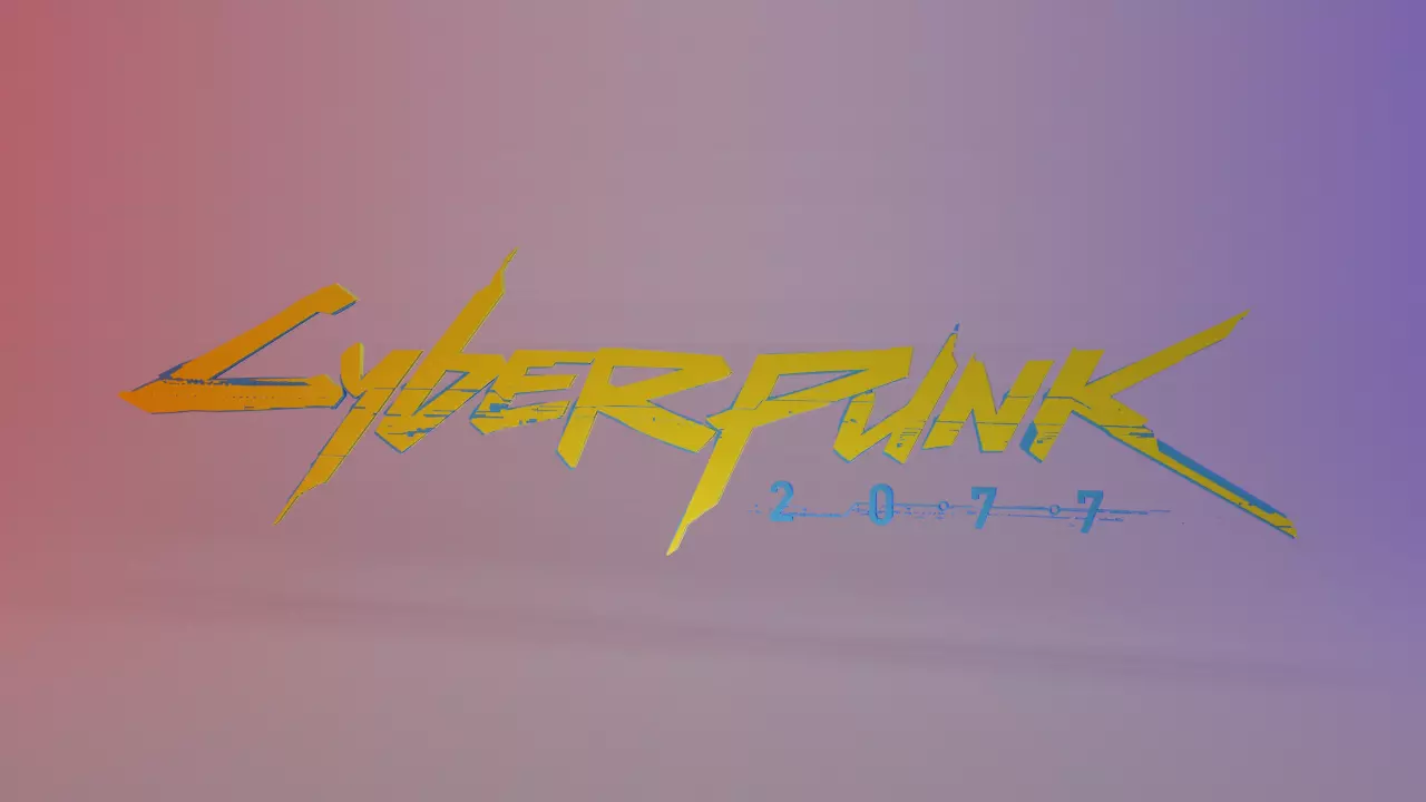 Cyberpunk 77 logo Low-poly 3D model_0