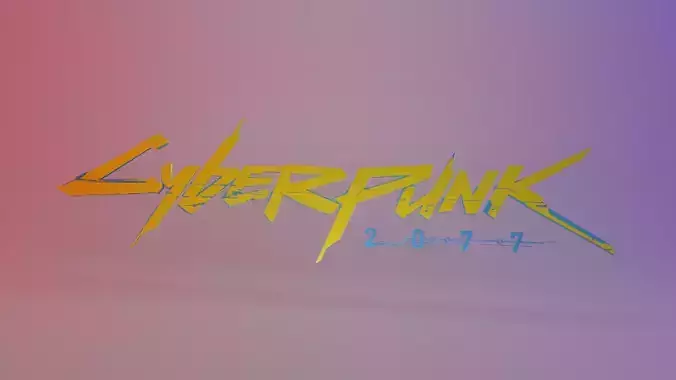 Cyberpunk 77 logo Low-poly 3D model