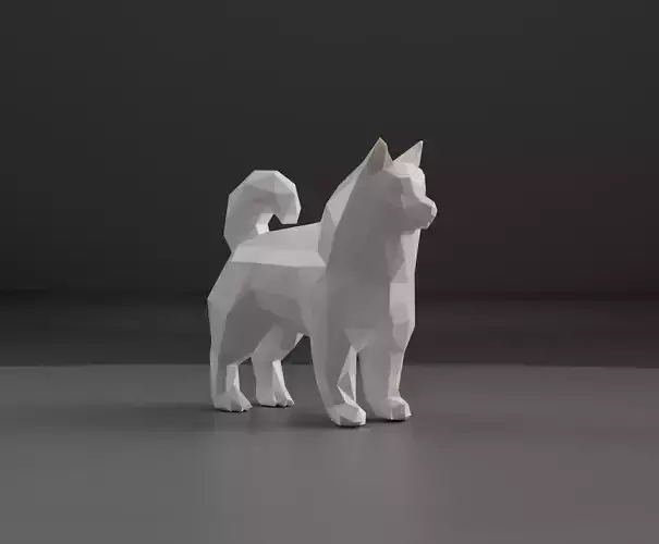 Samoyed Low Poly dog