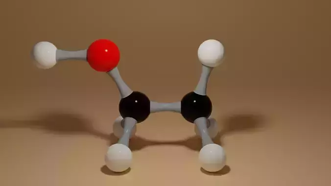 Ethanol Molecule C2H6O Low-poly 3D model