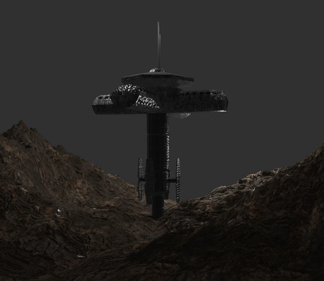 Sci-fi Tower Low-poly 3D model_7