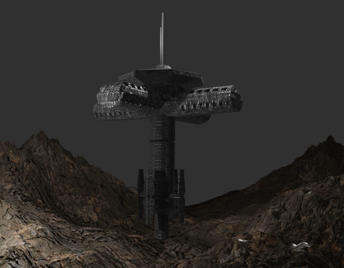 Sci-fi Tower Low-poly 3D model_5