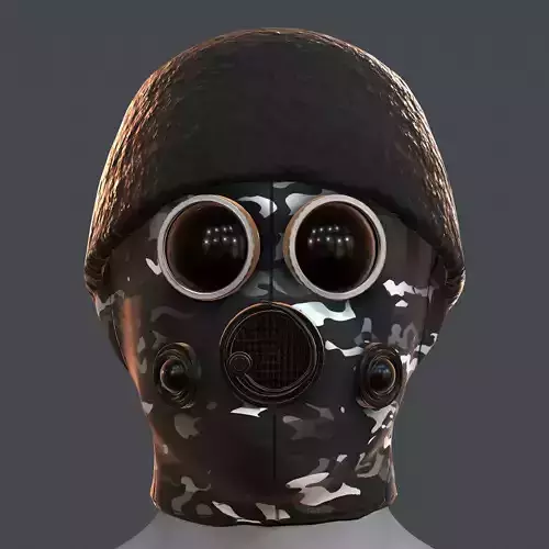 Gas mask helmet 3d model scifi Low-poly 
