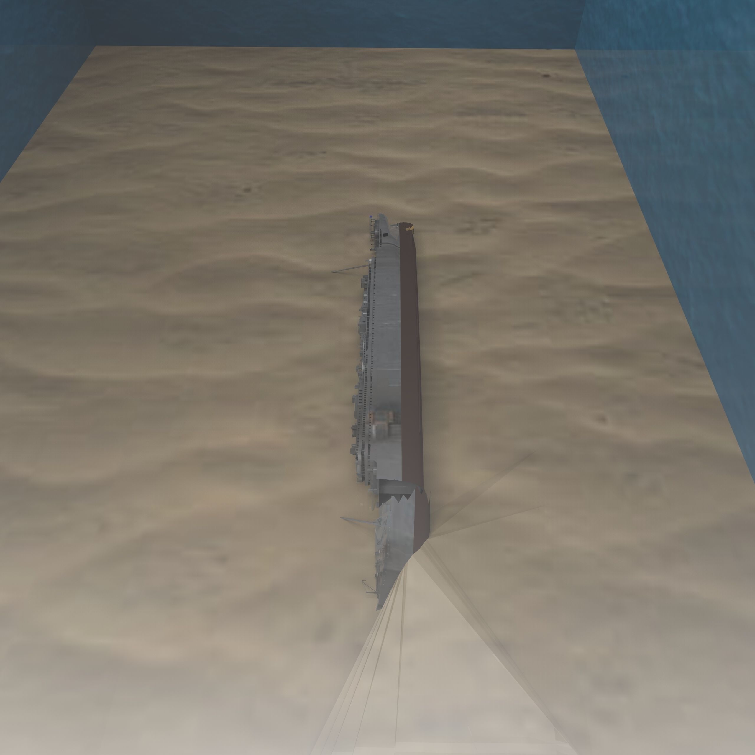 Shipwerck sinking ship in desert Low-poly 3D model_1
