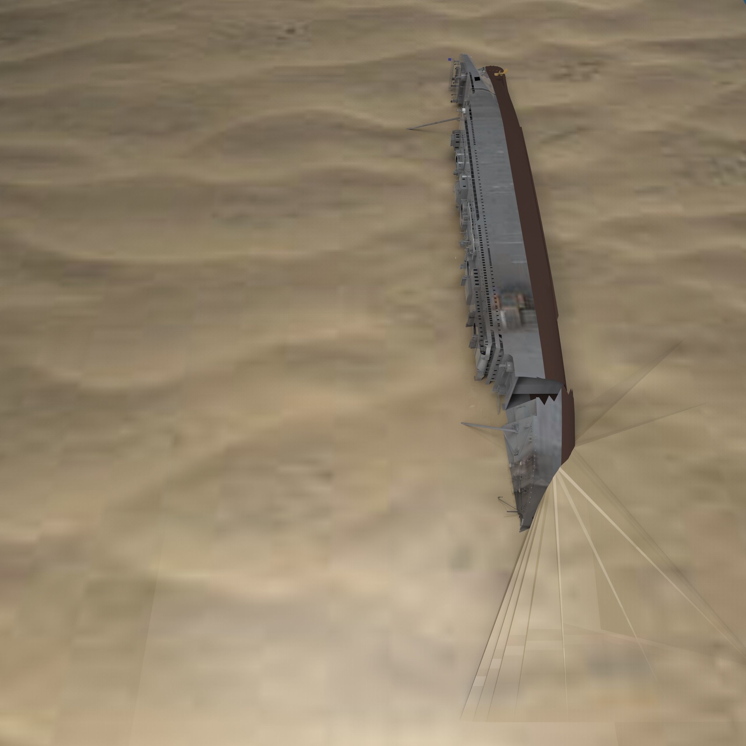 Shipwerck sinking ship in desert Low-poly 3D model_4