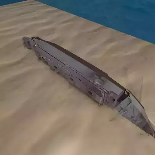 Shipwerck sinking ship in desert Low-poly 3D model