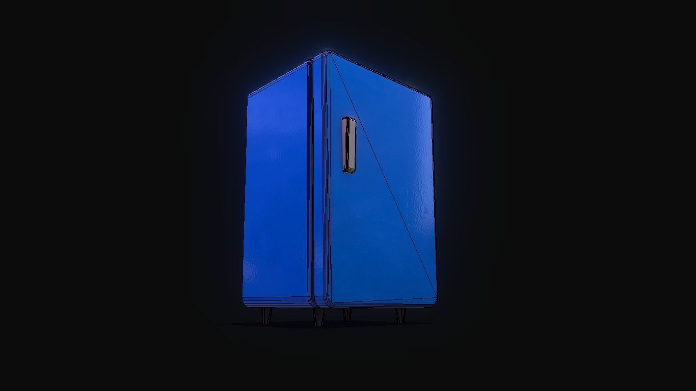 Low Poly Stylized Cartoon Style Refrigerator Free low-poly 3D model_4