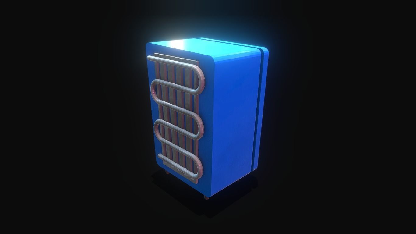 Low Poly Stylized Cartoon Style Refrigerator Free low-poly 3D model_2
