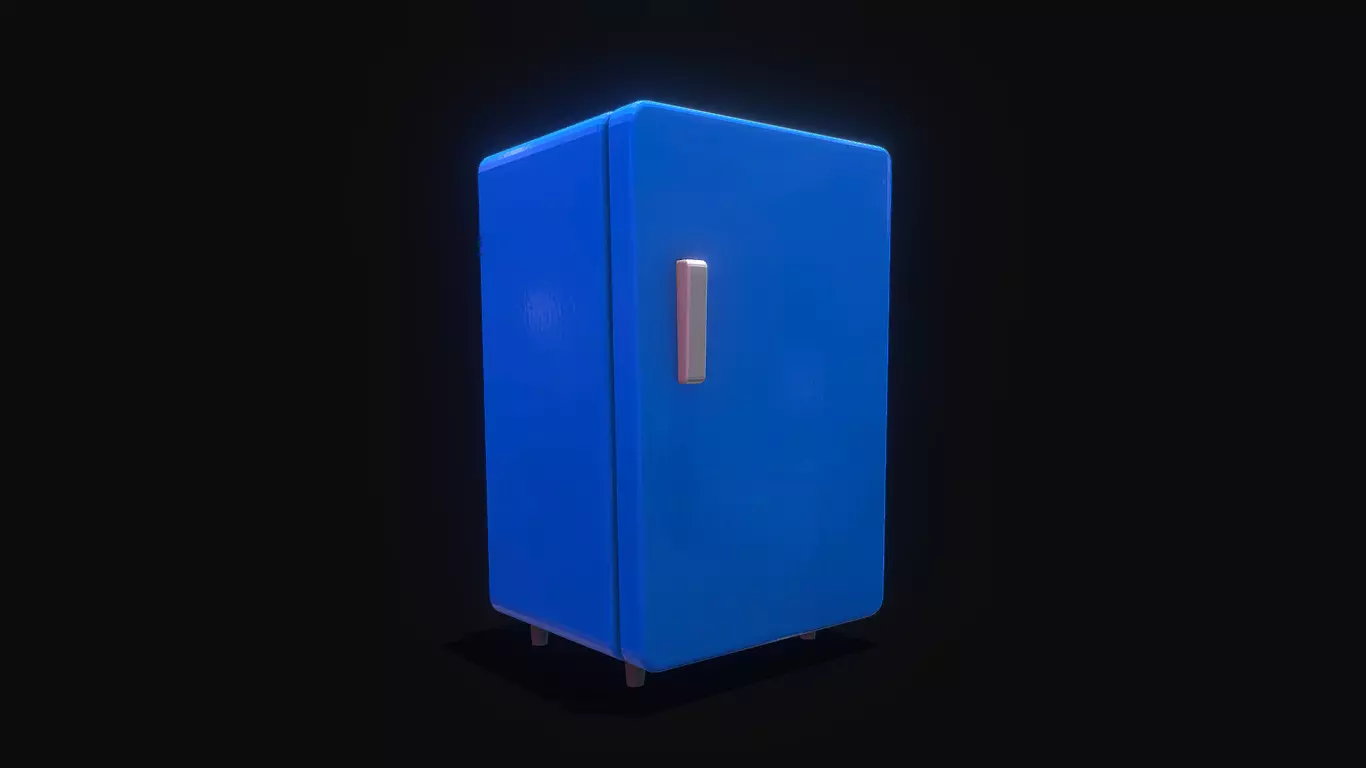 Low Poly Stylized Cartoon Style Refrigerator Free low-poly 3D model_0