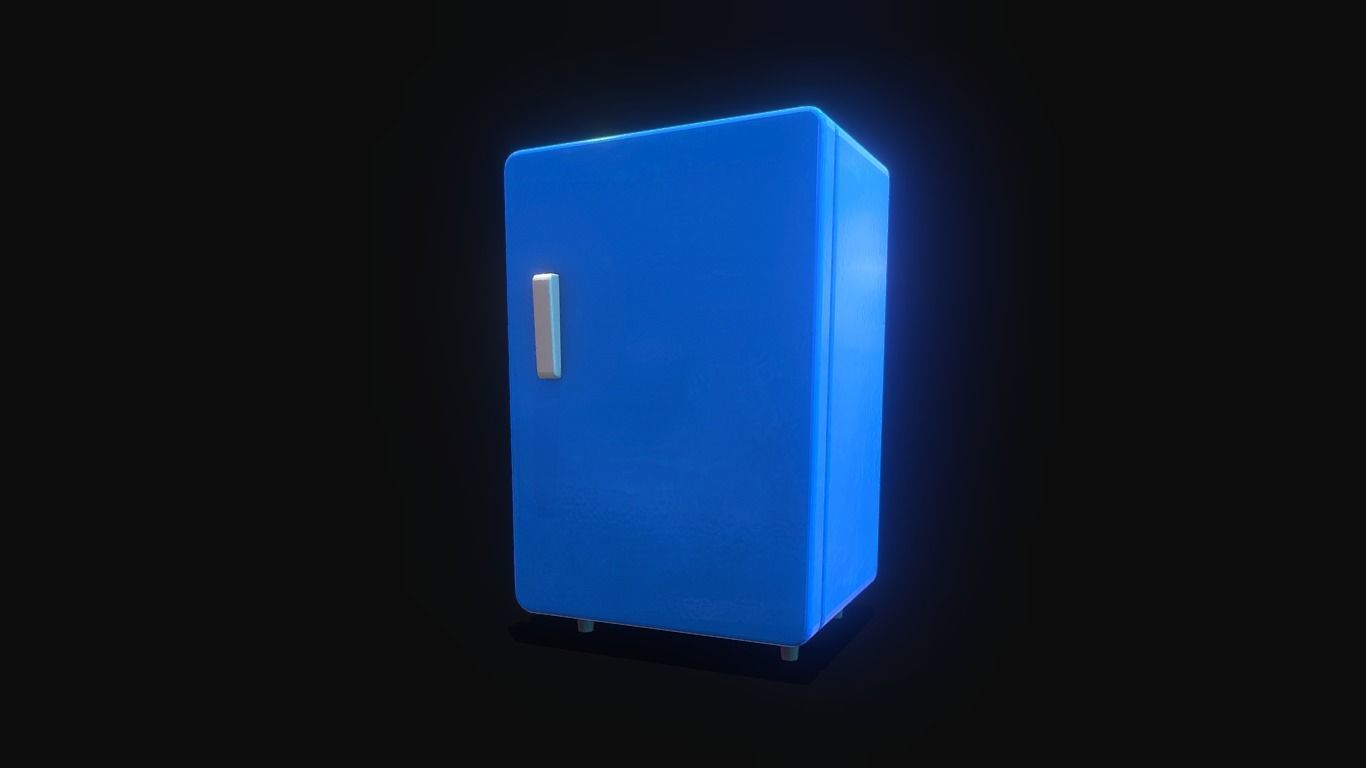 Low Poly Stylized Cartoon Style Refrigerator Free low-poly 3D model_1