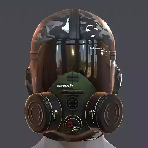 Gas mask helmet 3d model scifi Low-poly 