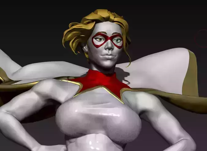 Super hero girl Marvel 3d sculpture high poly character 