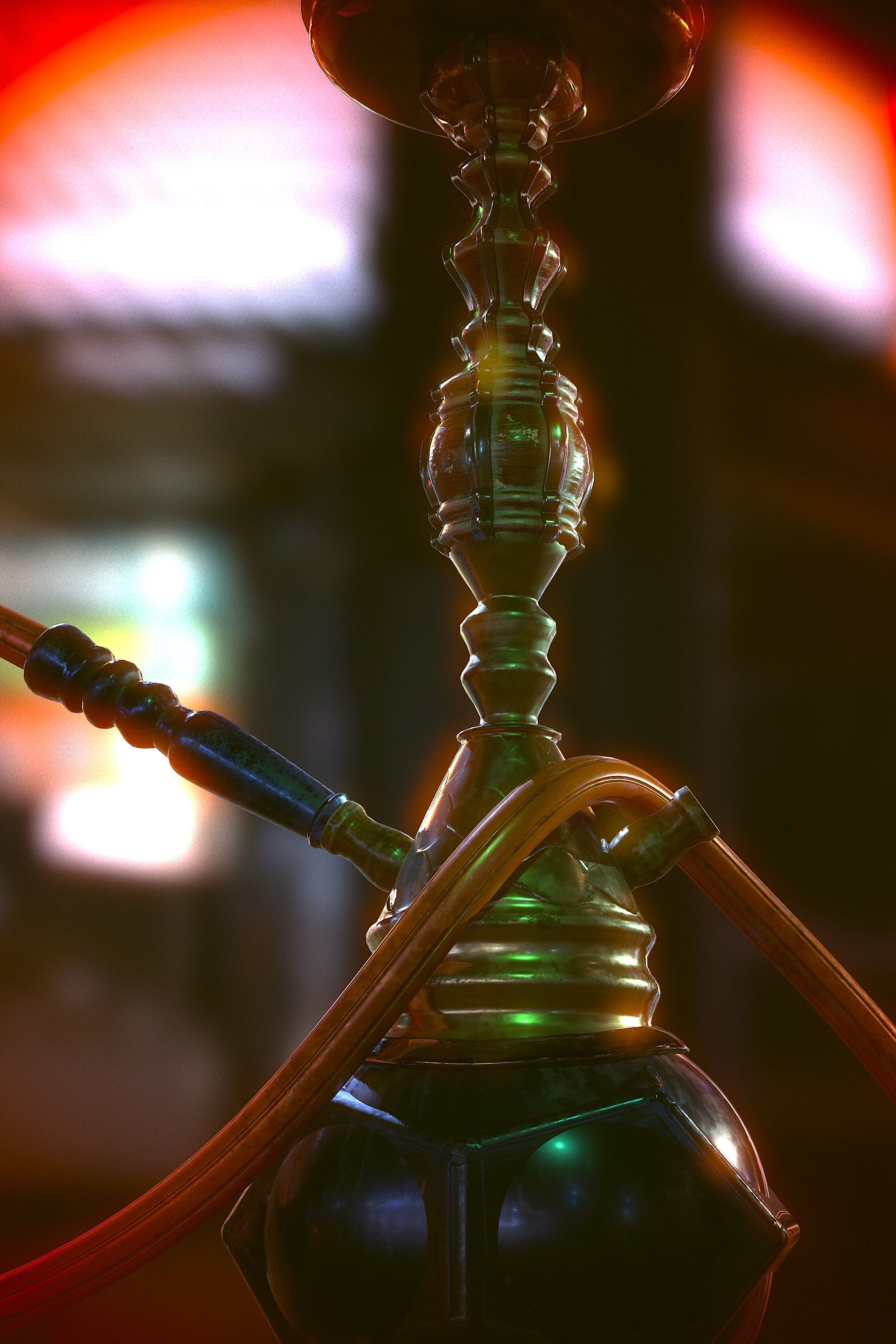 A retro hookah Low-poly 3D model_4