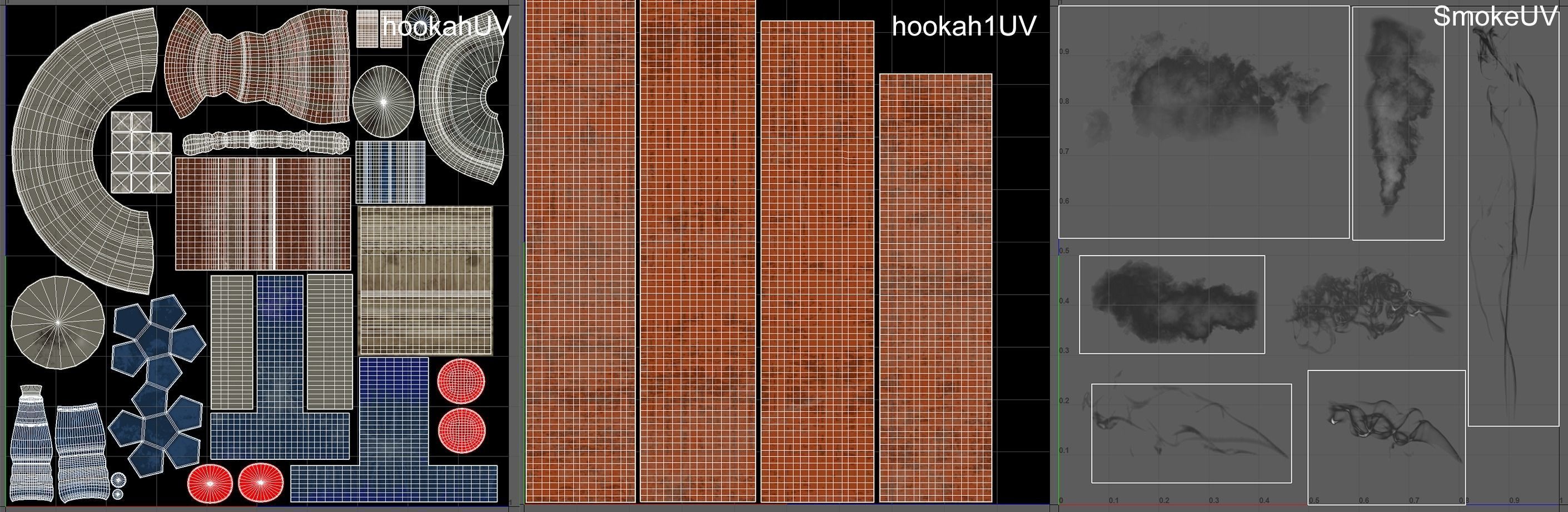A retro hookah Low-poly 3D model_12