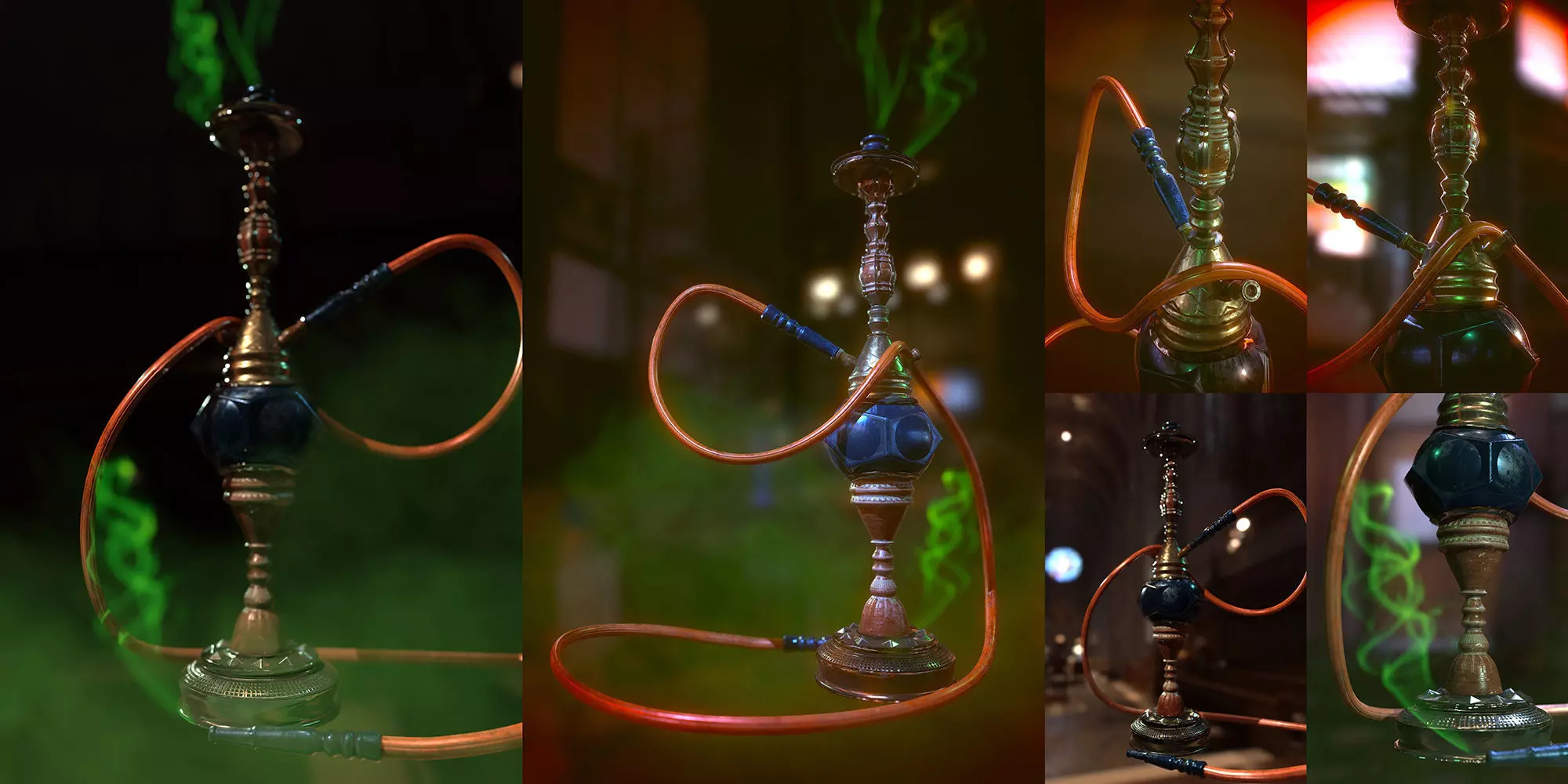 A retro hookah Low-poly 3D model_0