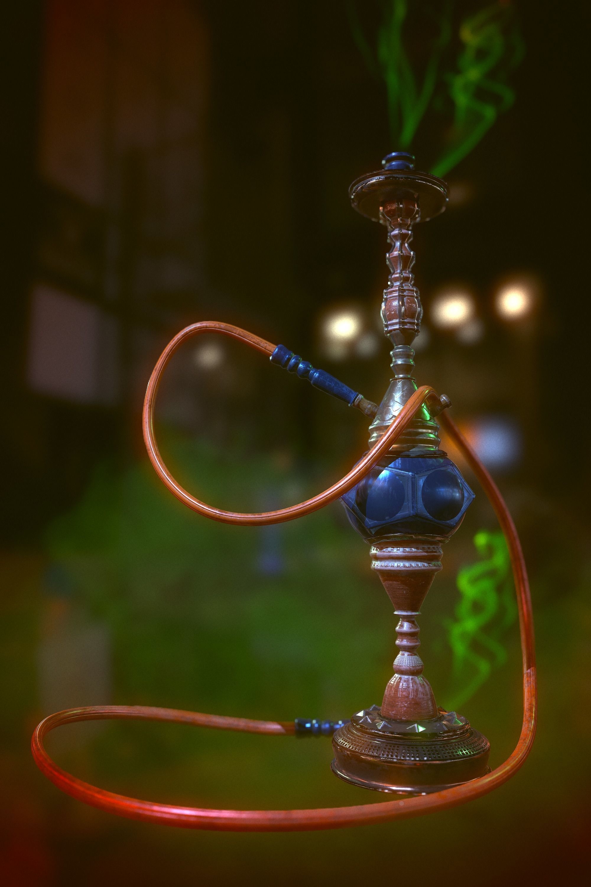 A retro hookah Low-poly 3D model_1