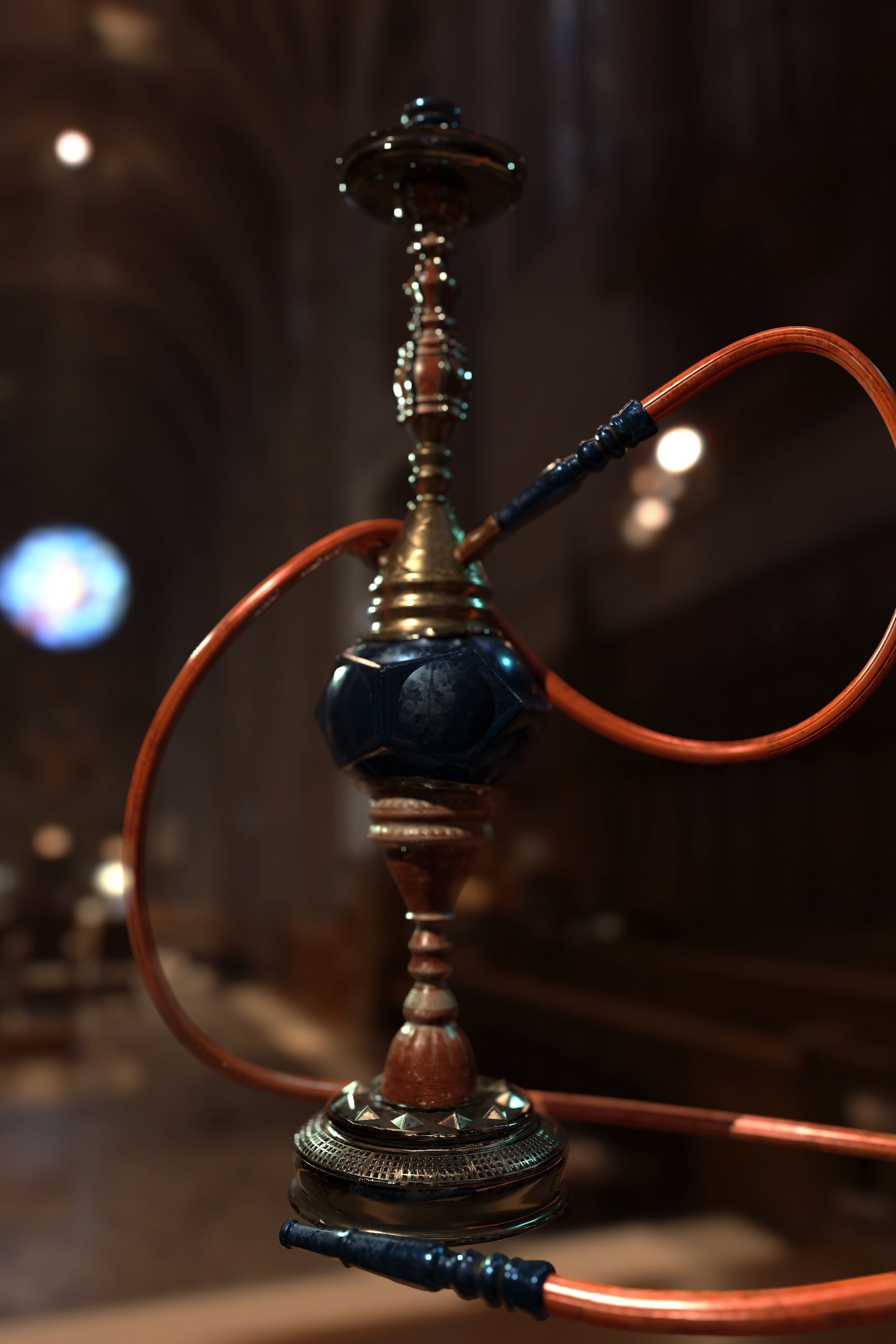 A retro hookah Low-poly 3D model_9