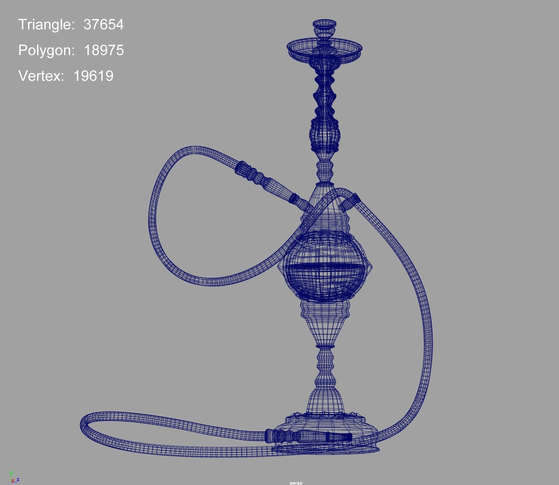 A retro hookah Low-poly 3D model_11