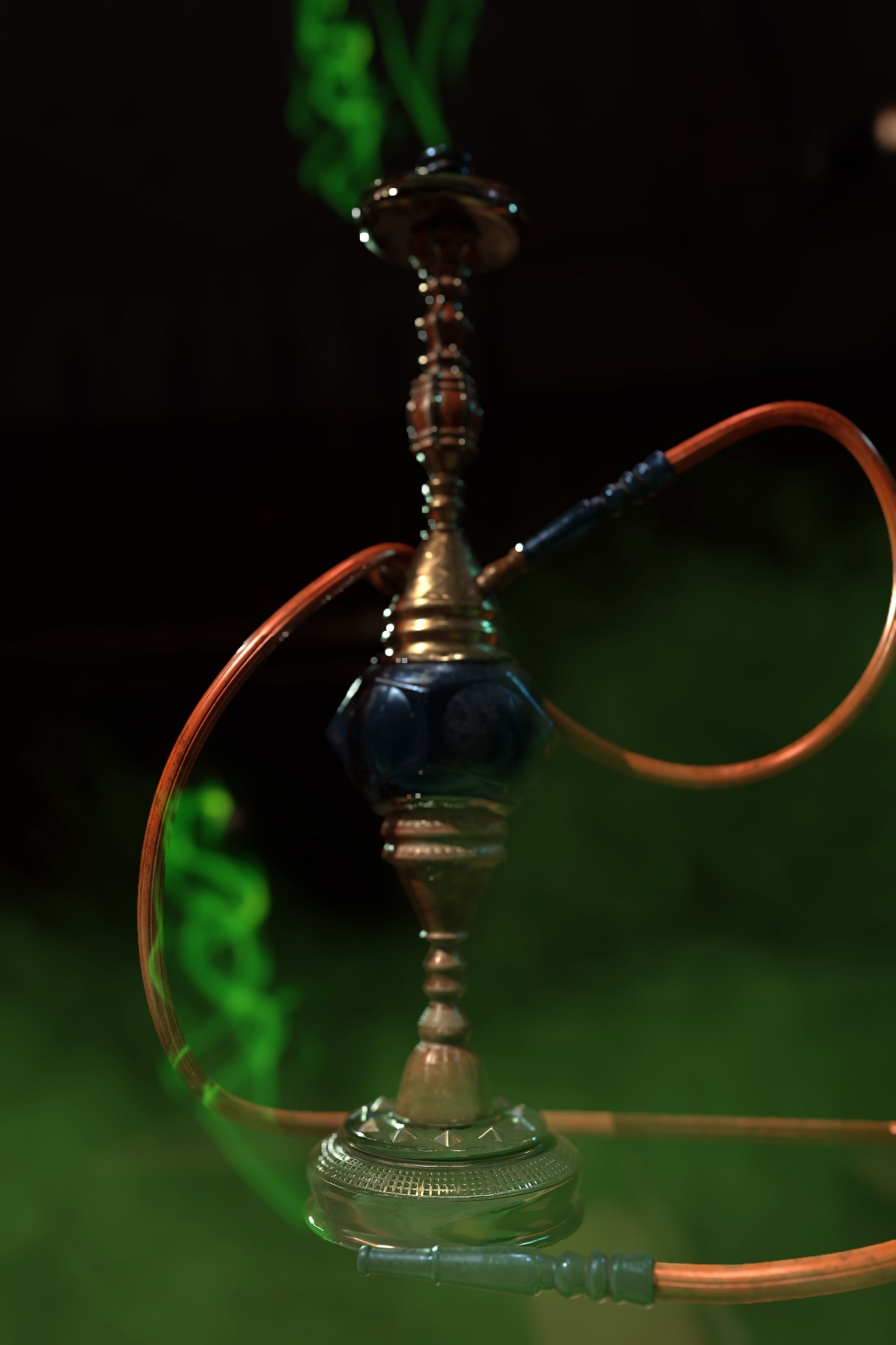A retro hookah Low-poly 3D model_2