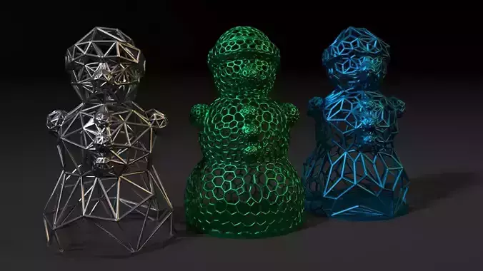 SNOWMAN set of three sculptures 3D print model