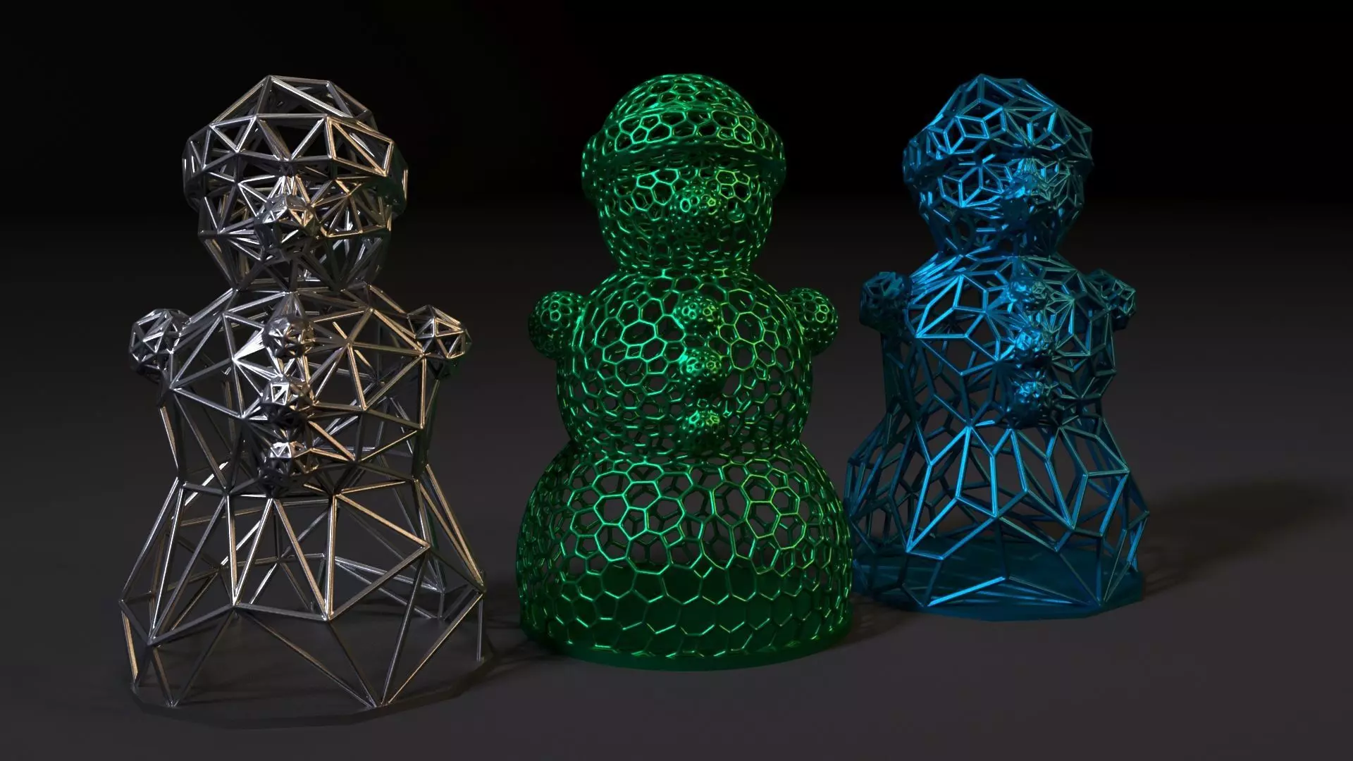 SNOWMAN set of three sculptures 3D print model_0