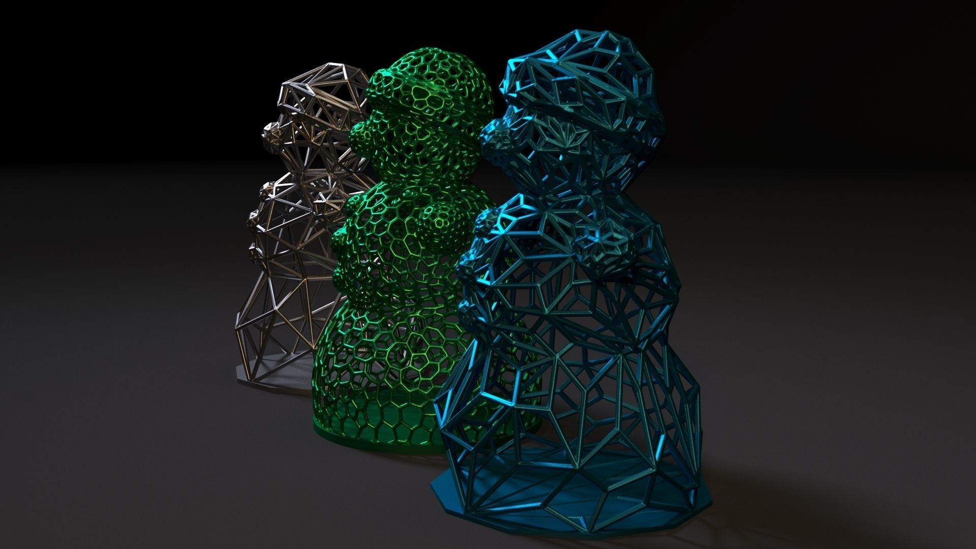 SNOWMAN set of three sculptures 3D print model_3