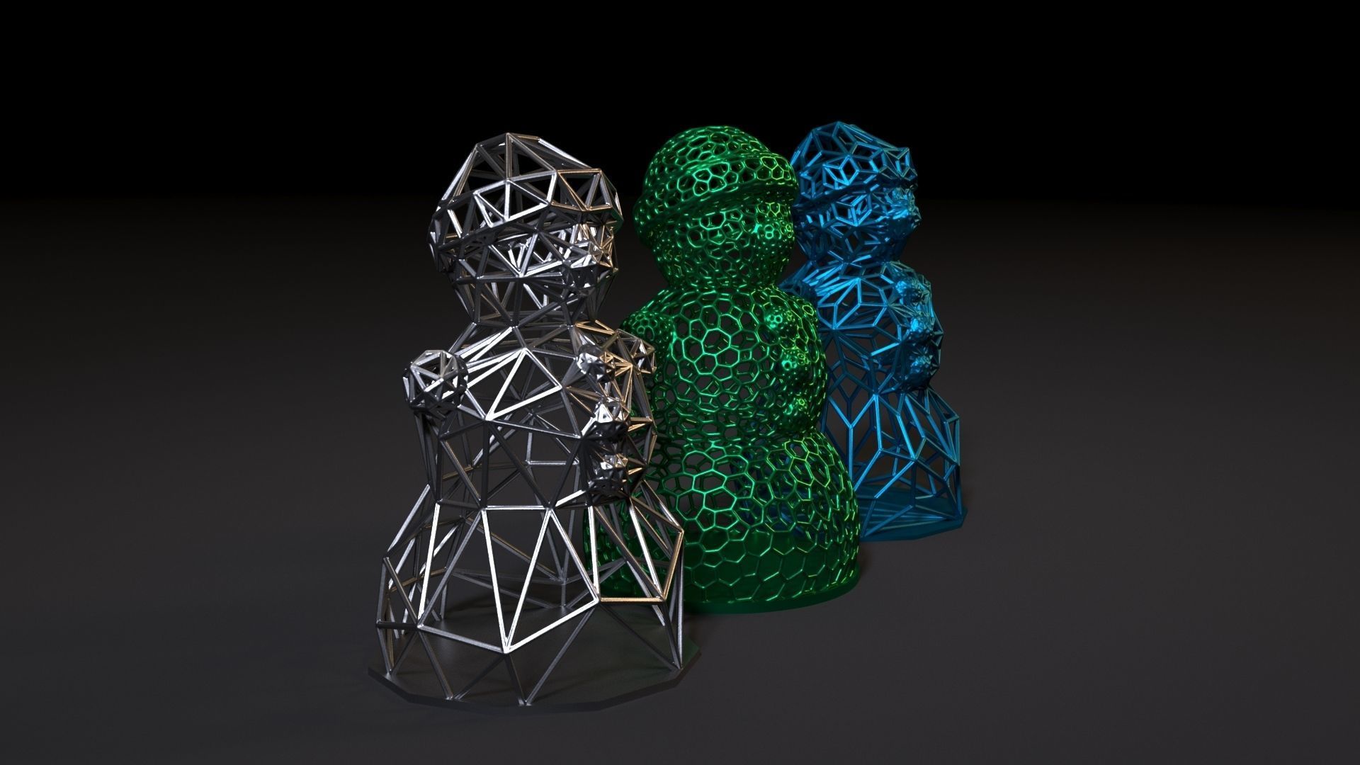 SNOWMAN set of three sculptures 3D print model_2