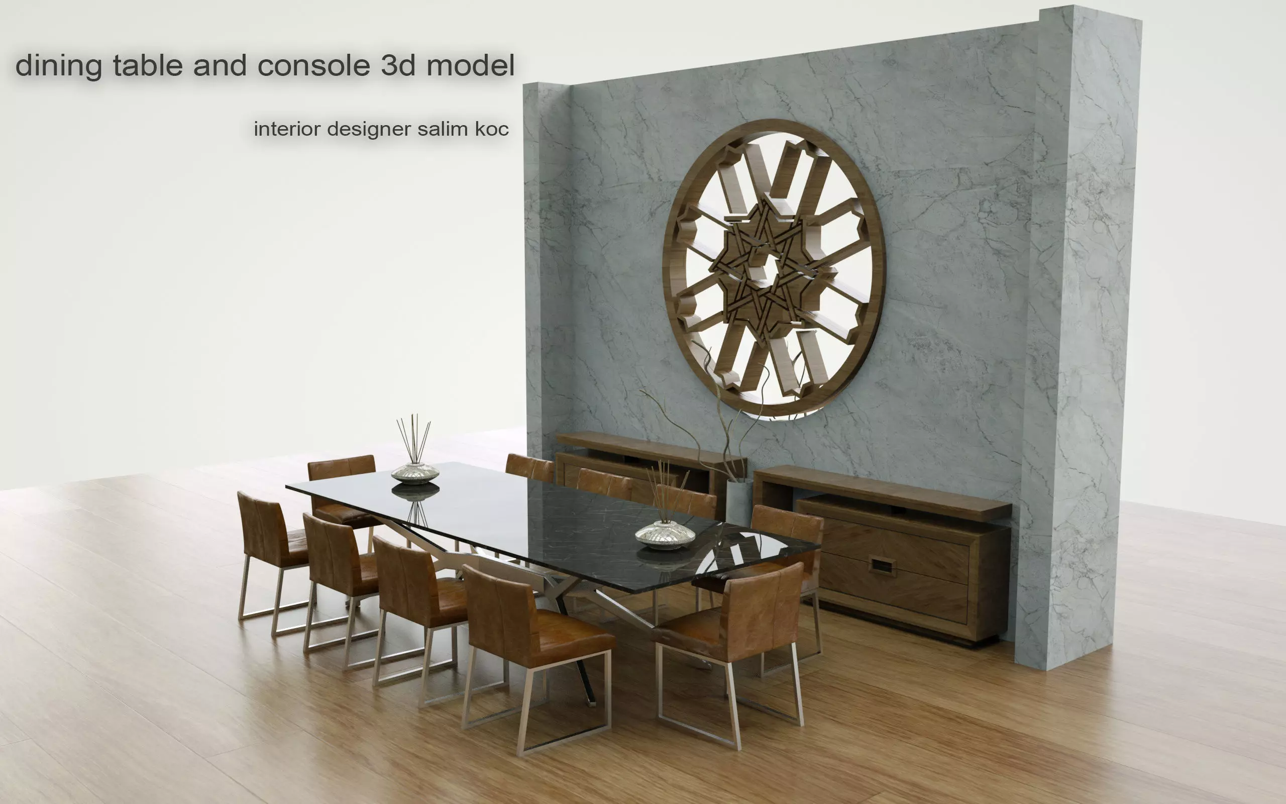 dining table and console 3d model 3D model