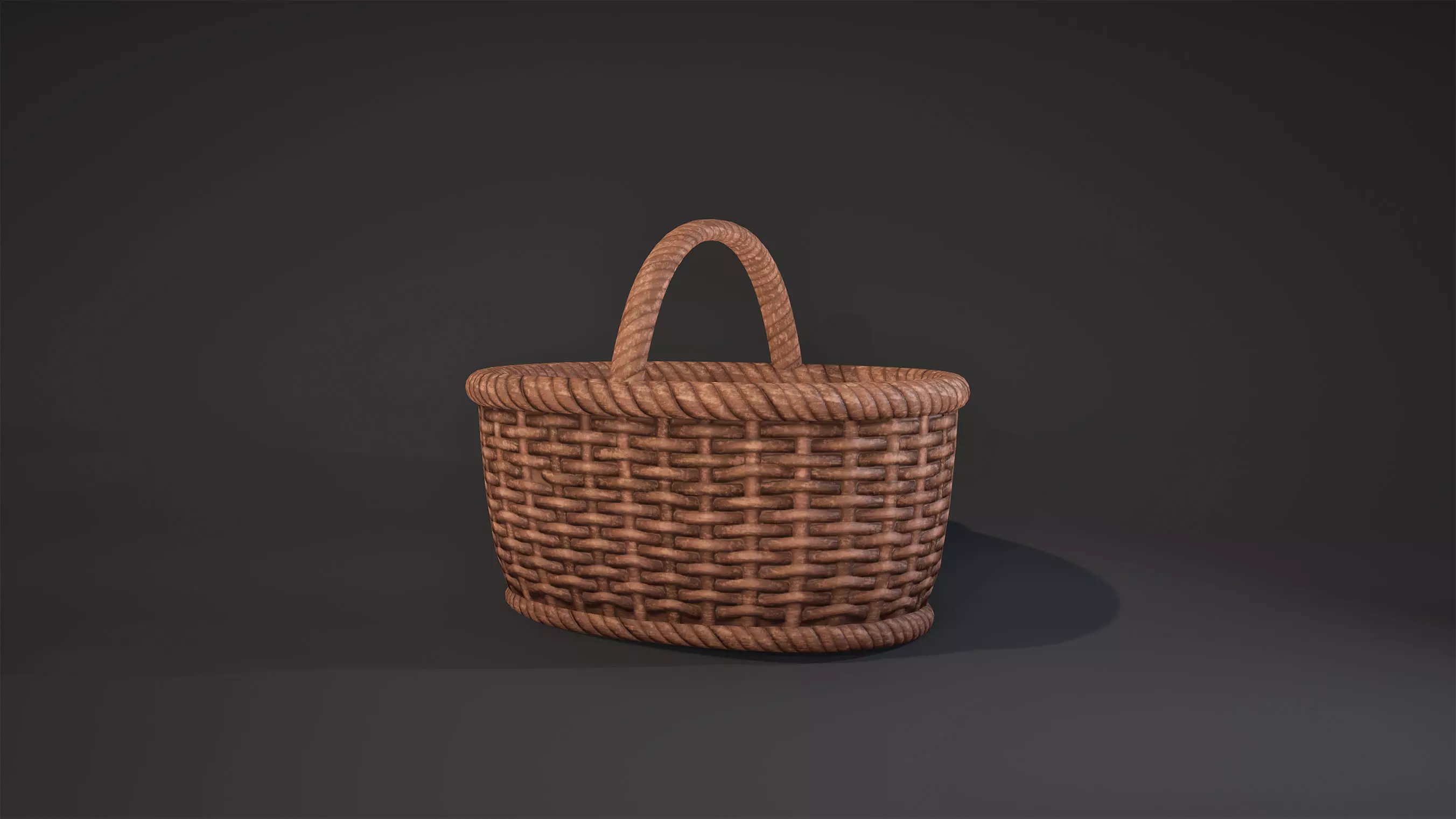Basket Game-Ready wicker Low-poly 3D model_0