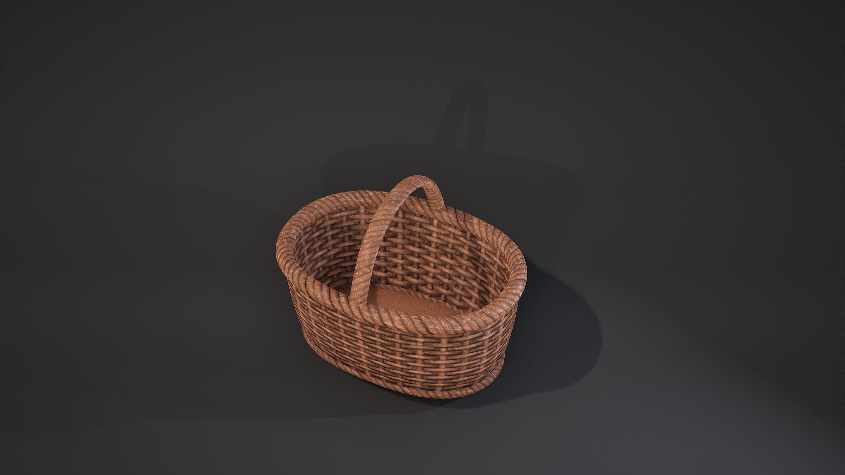 Basket Game-Ready wicker Low-poly 3D model_1