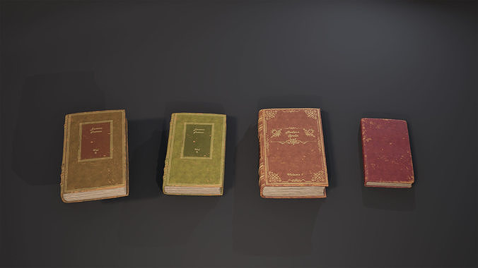 Books Game-Ready three old Low-poly 3D model
