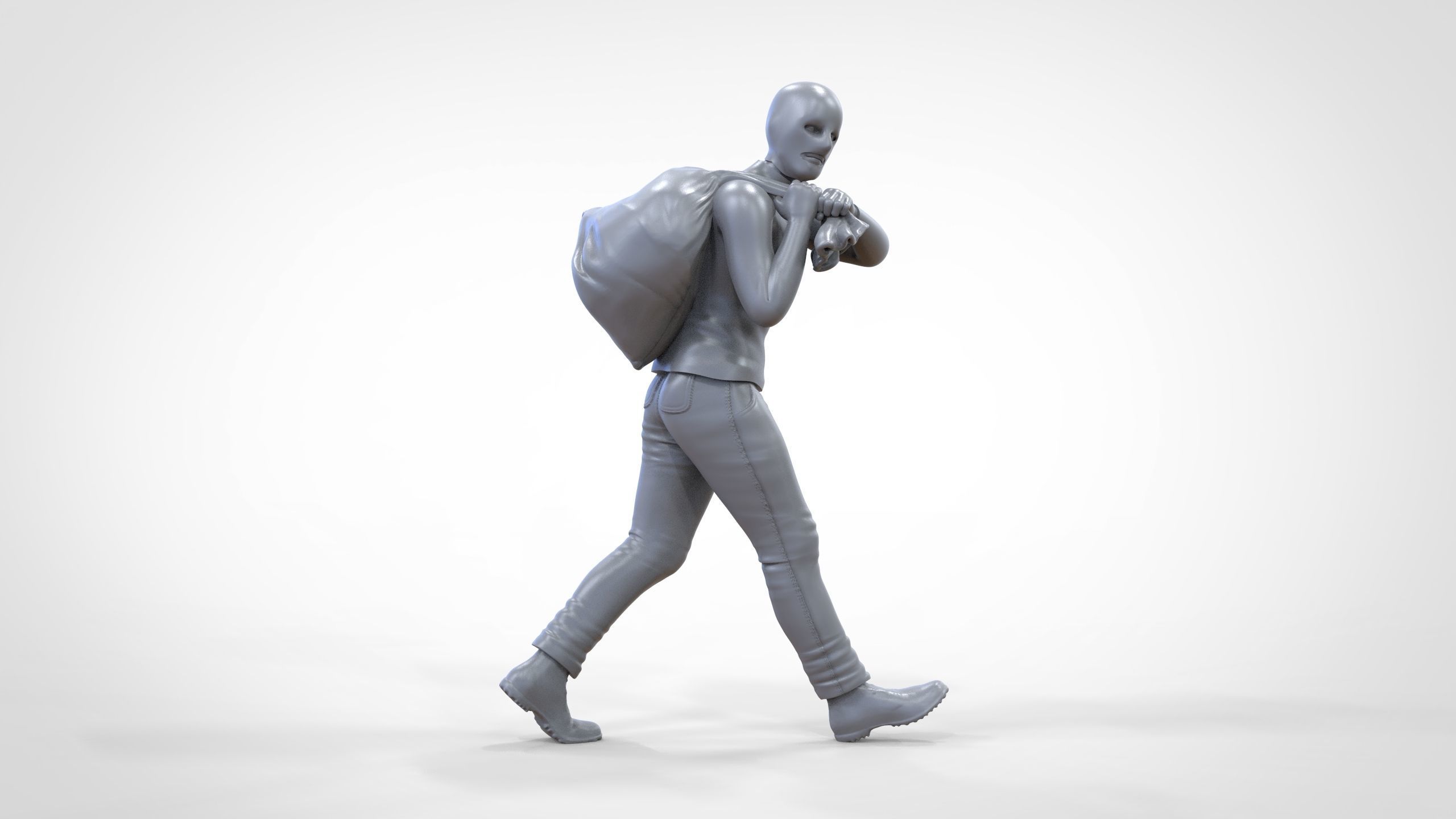 N1 Bad Guys Thief With Sack Escaping 3D print model_22
