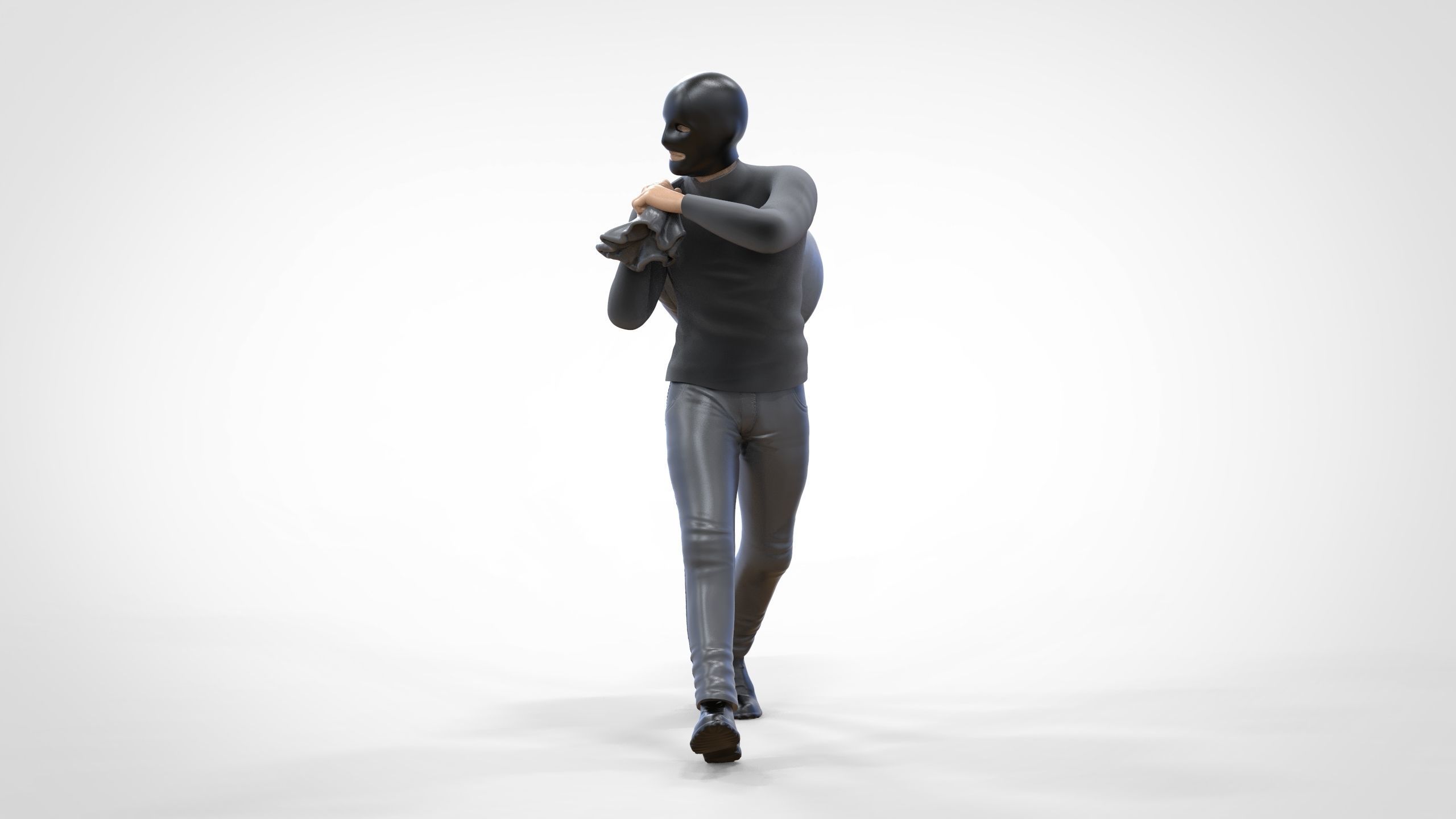 N1 Bad Guys Thief With Sack Escaping 3D print model_15