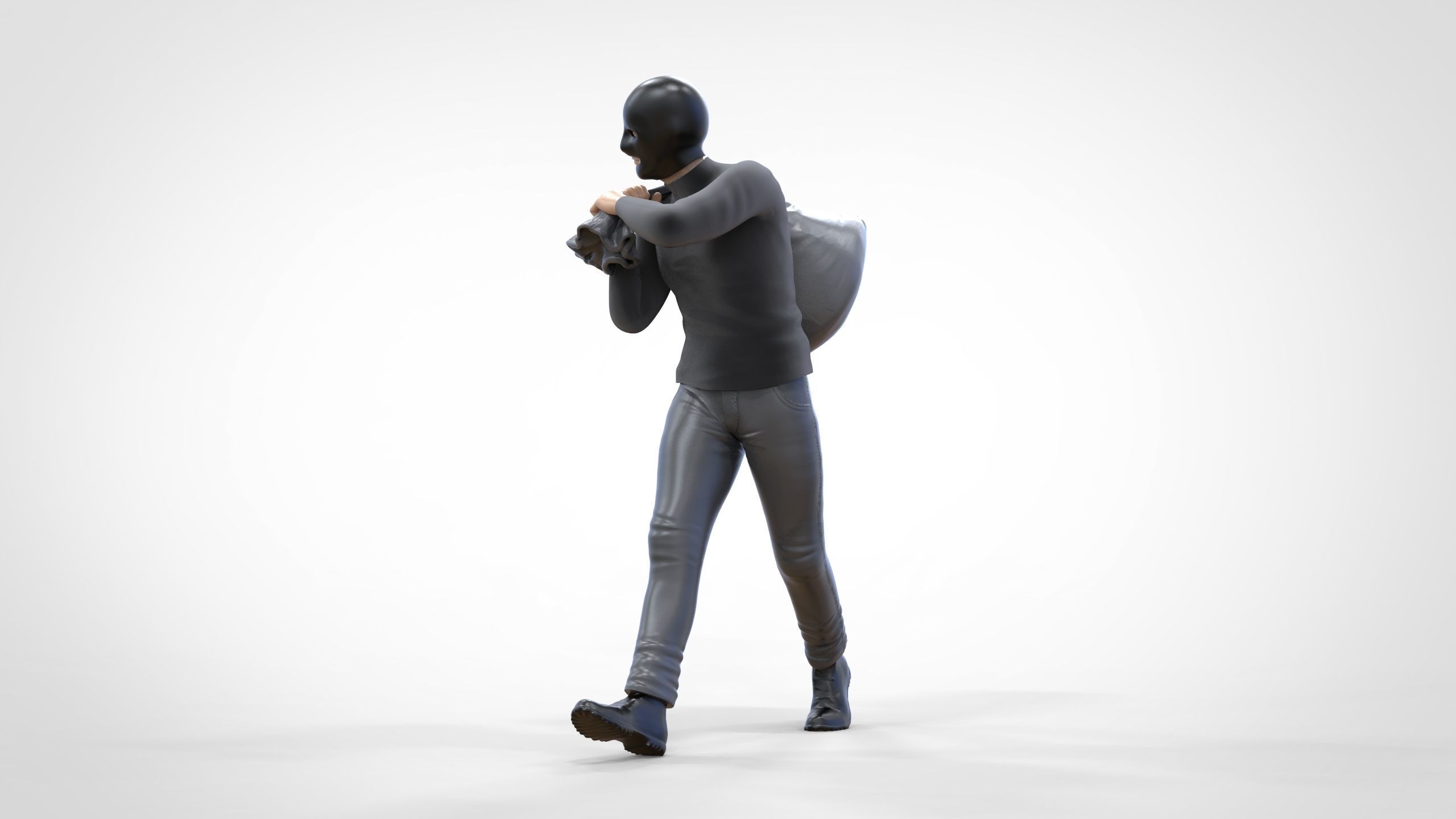 N1 Bad Guys Thief With Sack Escaping 3D print model_13