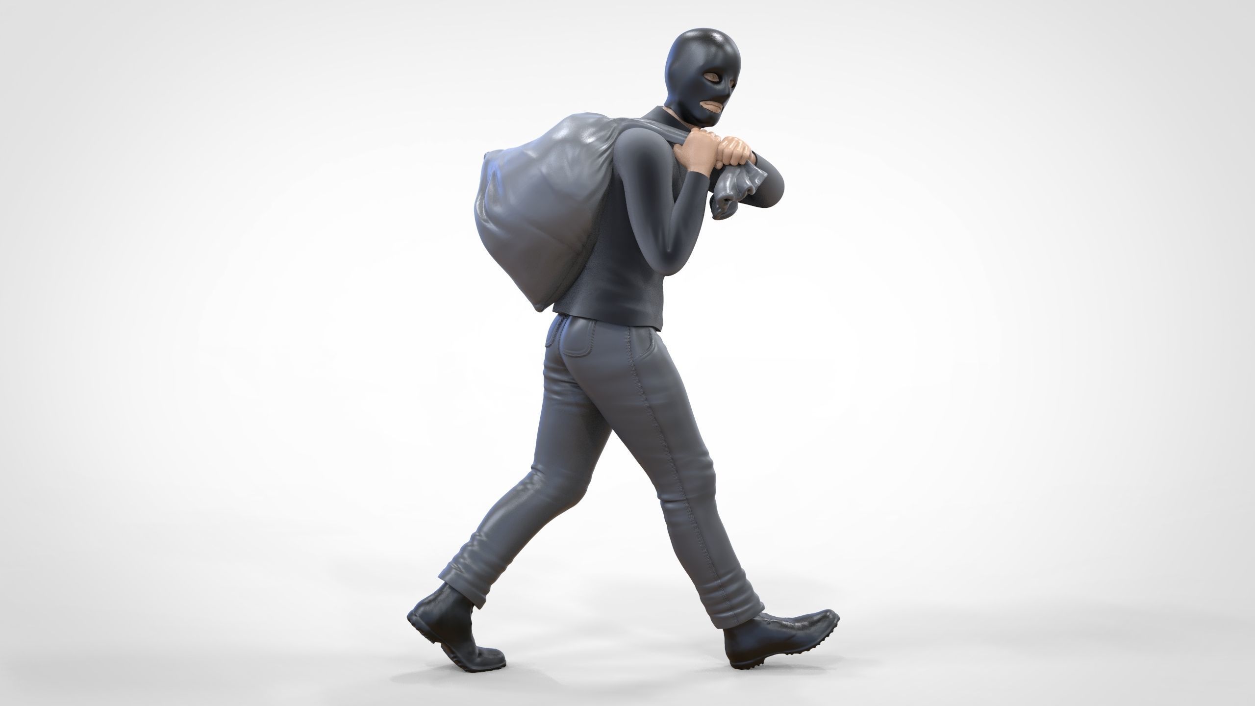 N1 Bad Guys Thief With Sack Escaping 3D print model_21