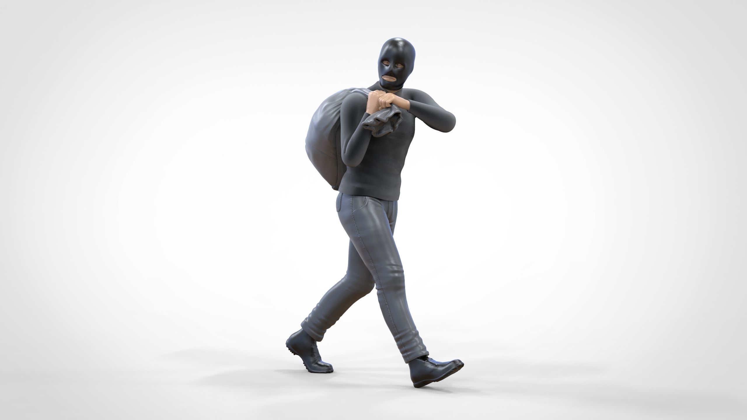 N1 Bad Guys Thief With Sack Escaping 3D print model_18