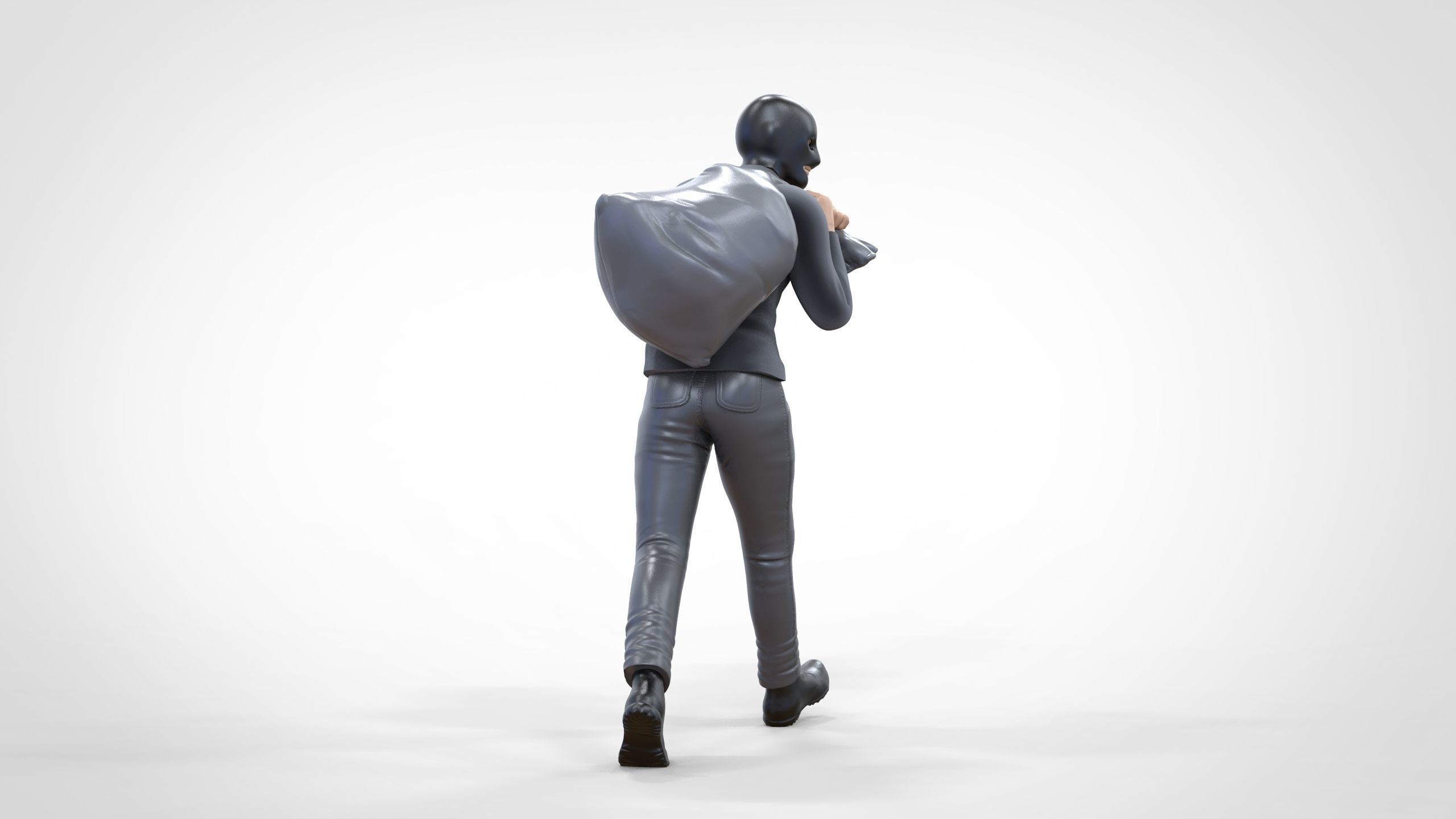 N1 Bad Guys Thief With Sack Escaping 3D print model_4