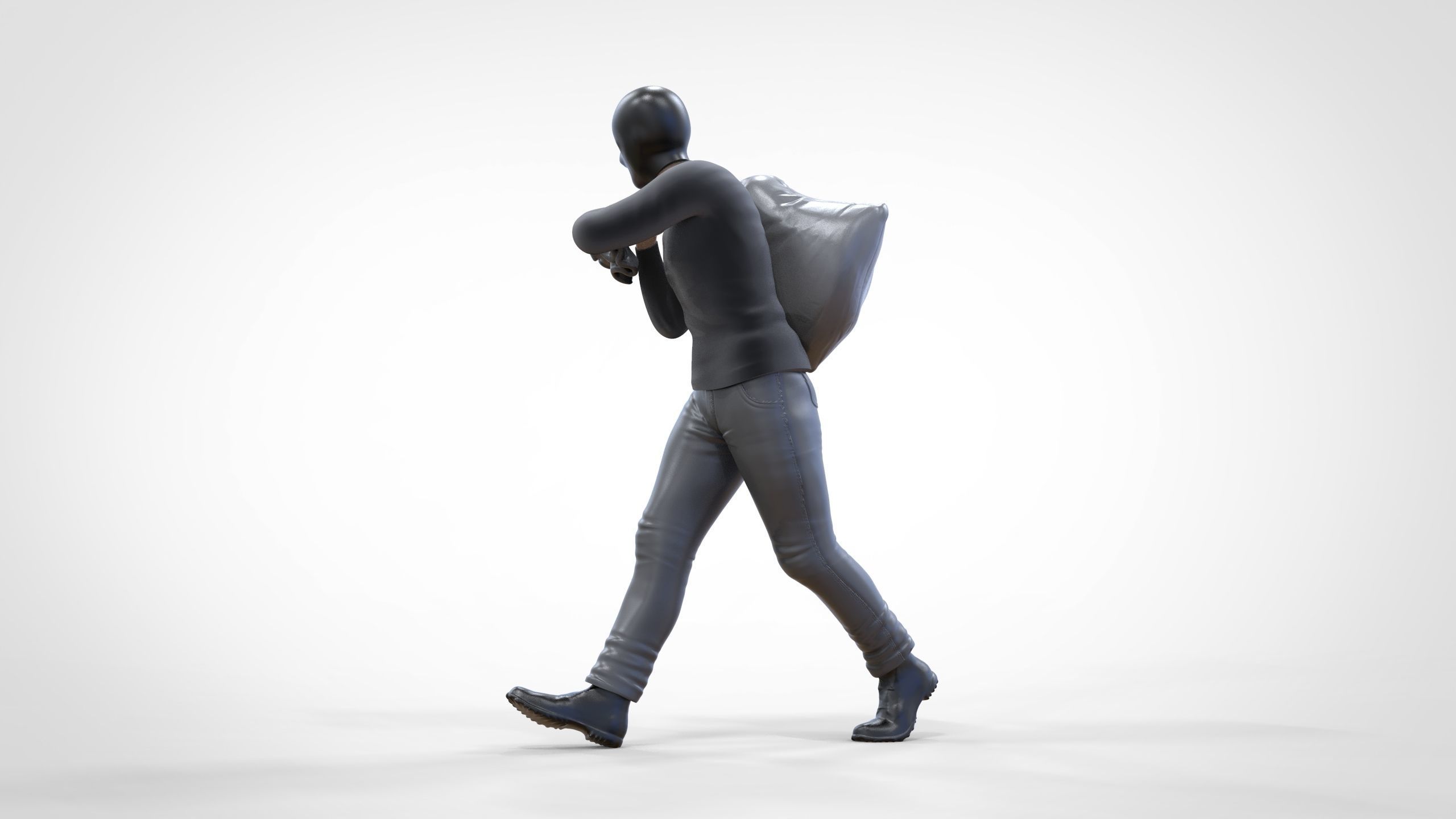 N1 Bad Guys Thief With Sack Escaping 3D print model_11