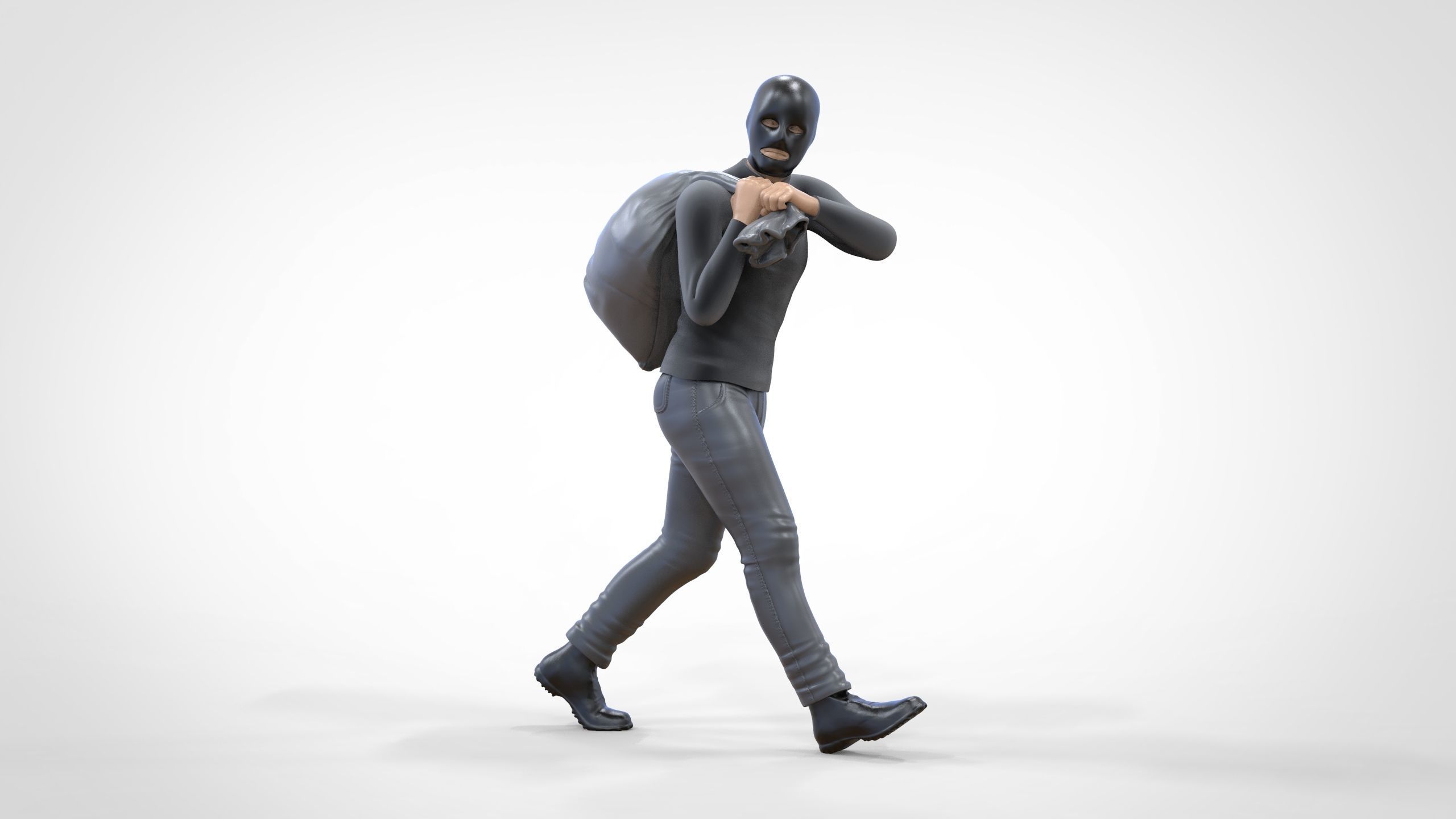 N1 Bad Guys Thief With Sack Escaping 3D print model_19