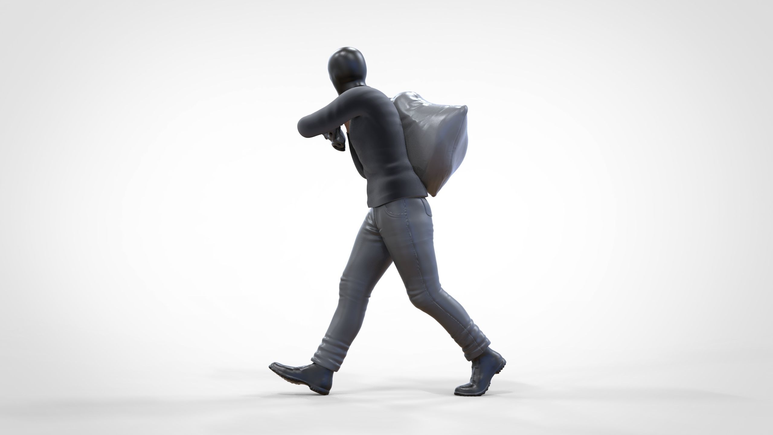 N1 Bad Guys Thief With Sack Escaping 3D print model_10