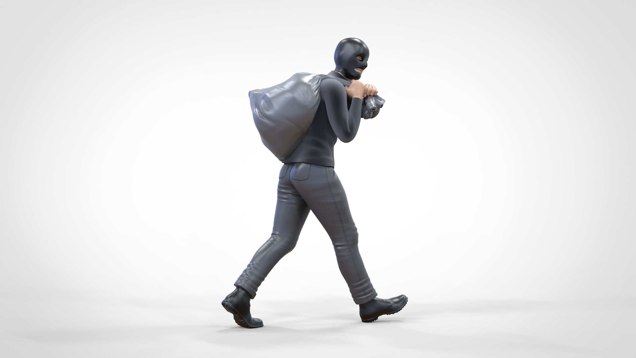 N1 Bad Guys Thief With Sack Escaping 3D print model_2