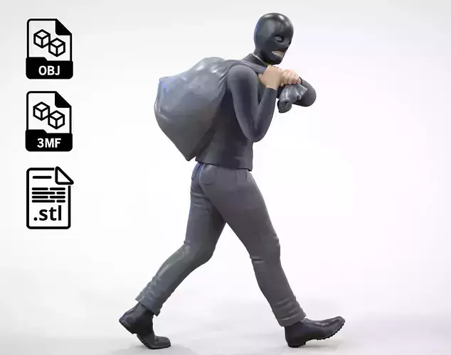 N1 Bad Guys Thief With Sack Escaping 3D print model